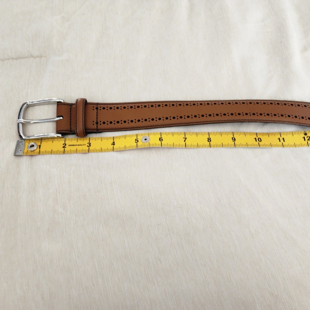 Allen Edmonds Belt Mens 40 Cognac Excellent Brogue Perforated Italian Calfskin - Picture 4 of 10